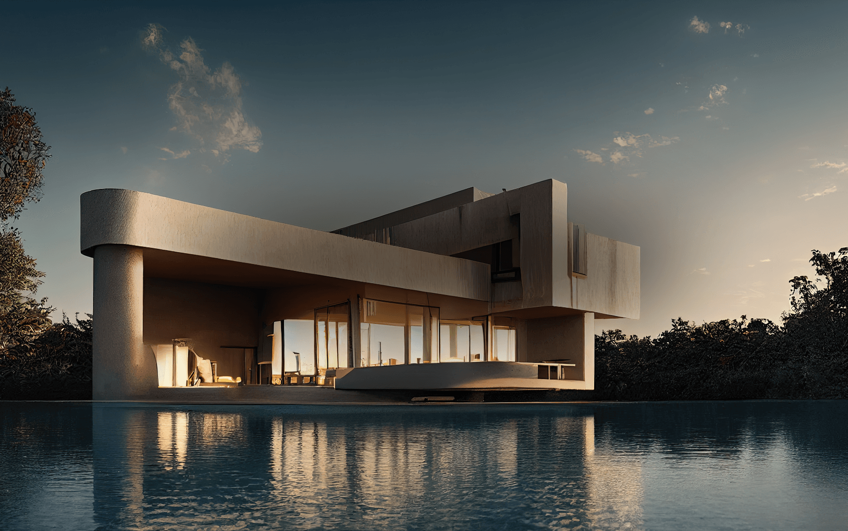 Modern house with solar panels