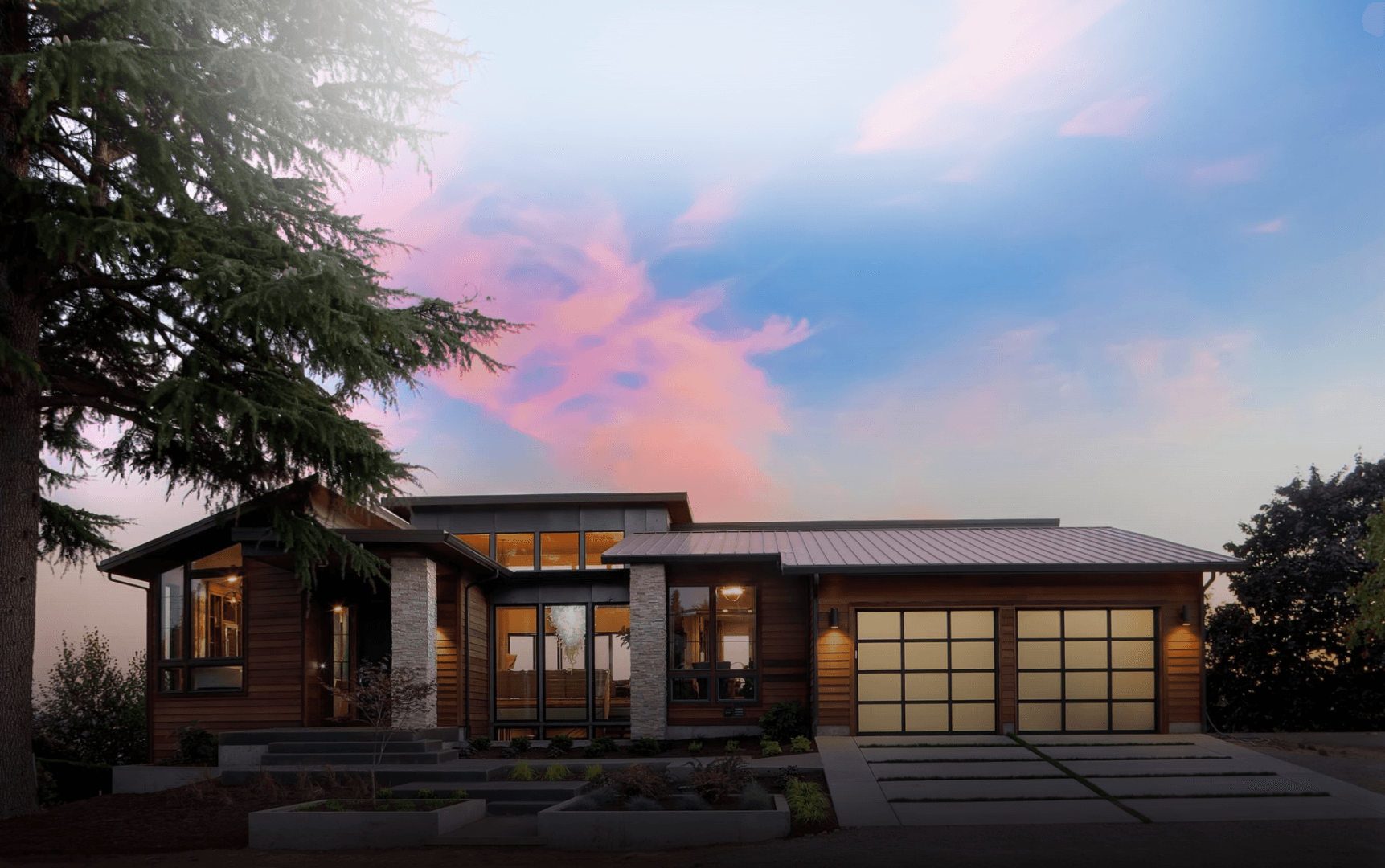 Modern house with solar panels
